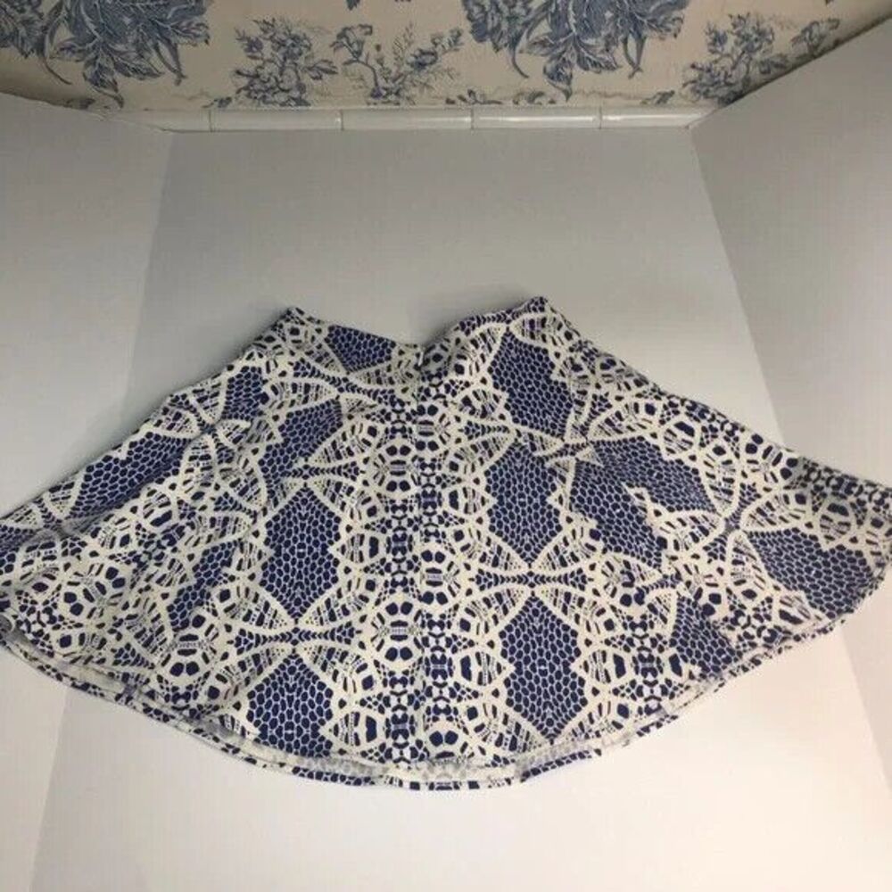 PARKER‎ BRAND CIRCLE Blue & White Cotton Blend A-Line Mini Skirt size 4